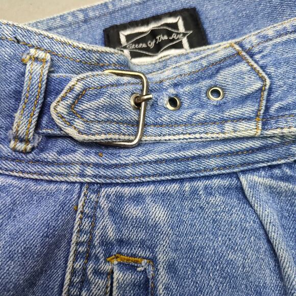 Vintage 90s State of the Art Women's 14 Jean Shorts High Rise Waist Buckle Belt - Picture 7 of 10